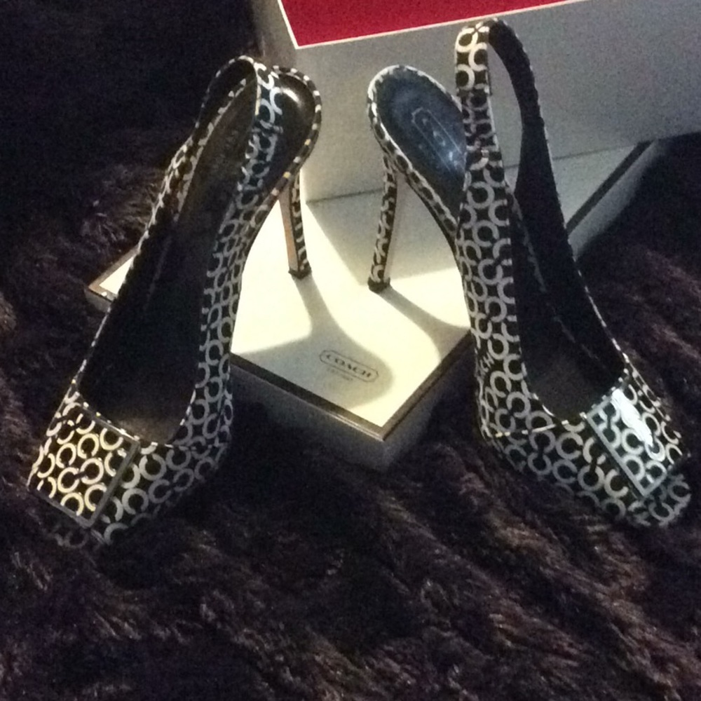 COACH peep toe slingbacks